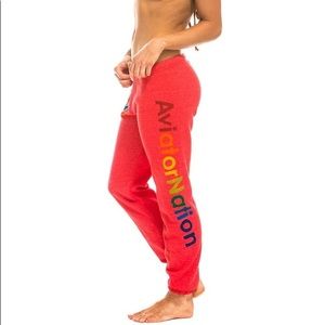 Aviator nation Red logo sweatpants